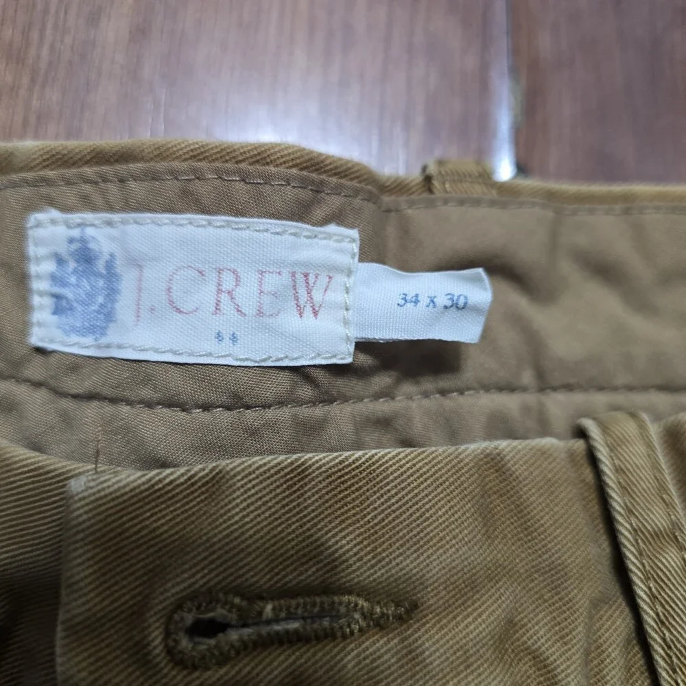 Vintage 1980s -1990's J Crew Men's Chinos 34 x 30 Light Khaki Cream Brown Pants